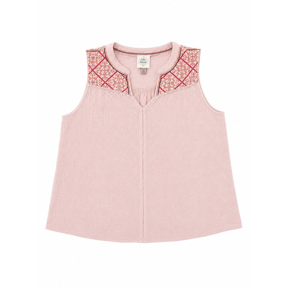 Knox Rose Women’s Embroidered Gauze Tank Top – XL